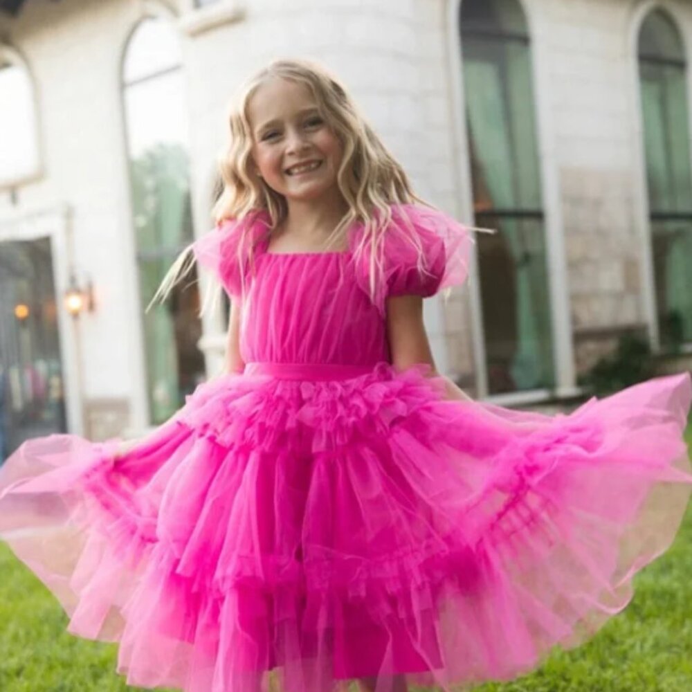 Ivy City Co hot Pink “pixie” Kids Formal Dress